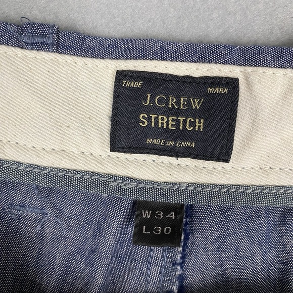 J Crew 770 Straight Fit Blue Chambray Chino Pants Mens 34 x 30 Mid Rise Stretch - Picture 5 of 10